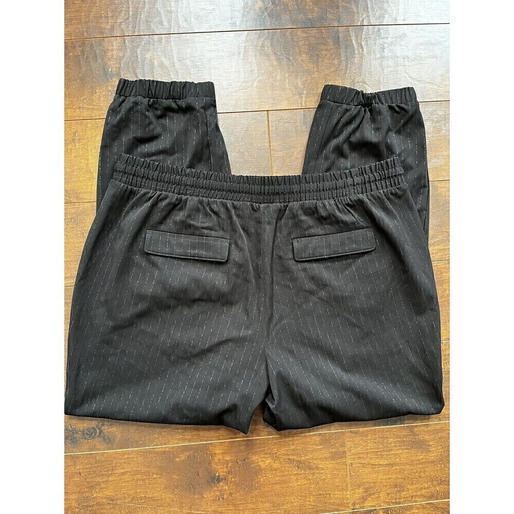 Womens Nine West Black Silver Strip Elastic waist Pants READ BELOW - Picture 5 of 5